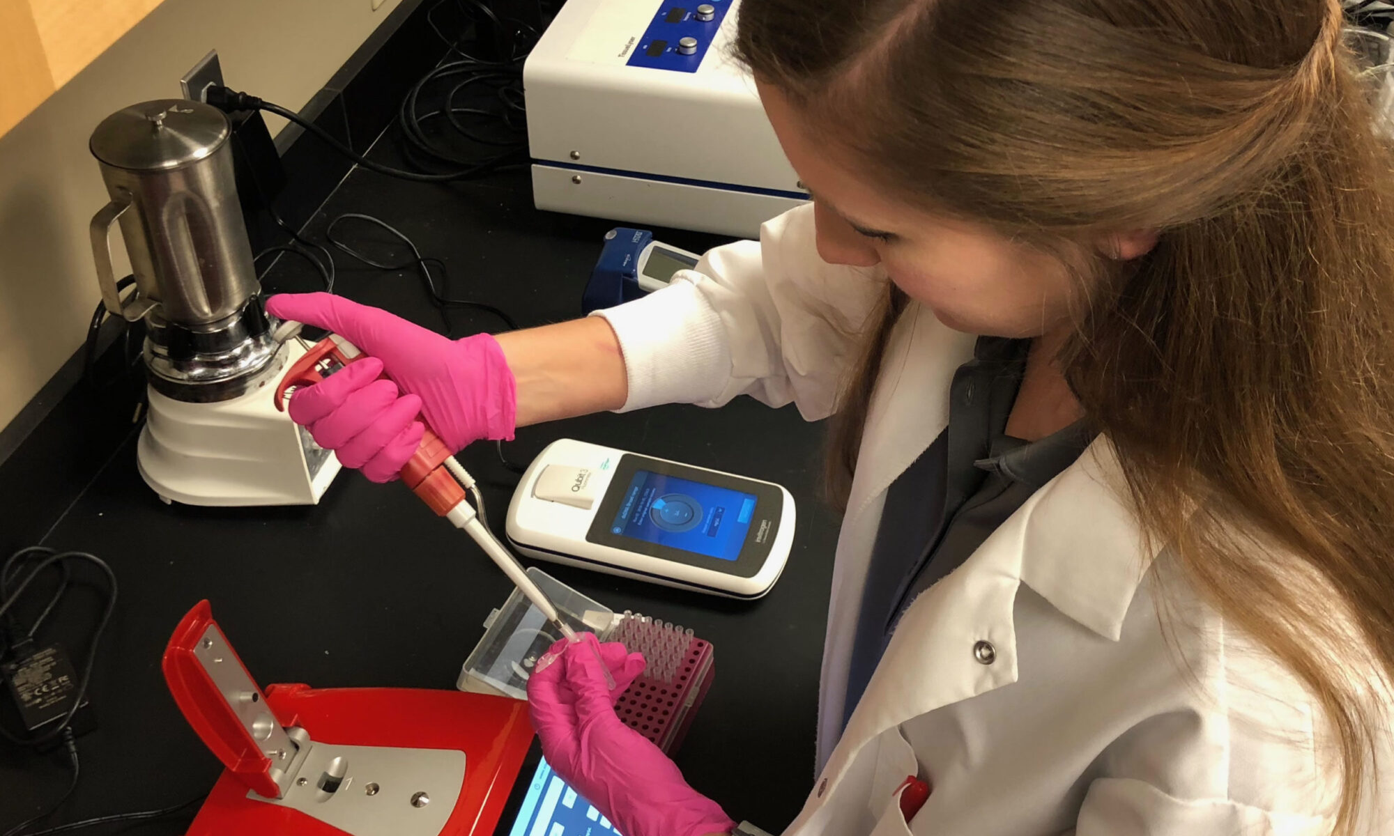 Taylor working in the lab
